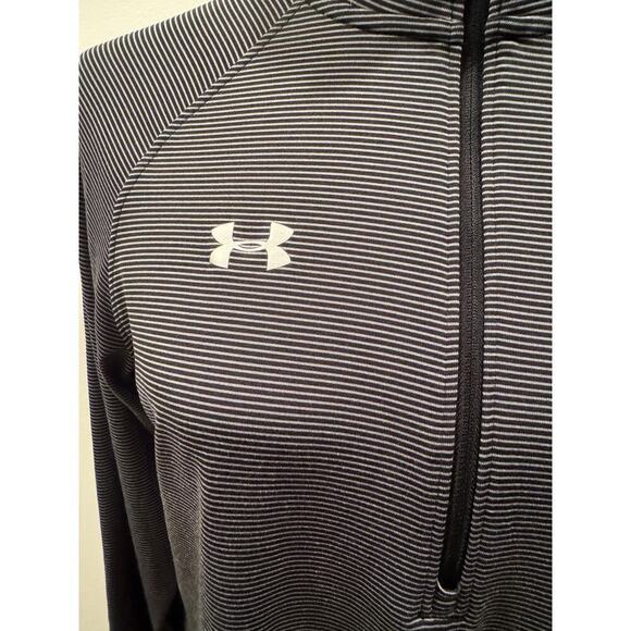 Under Armour Heat Gear Gray Striped Long Sleeve 1/4 Zip Pullover - Size Medium - Picture 5 of 8